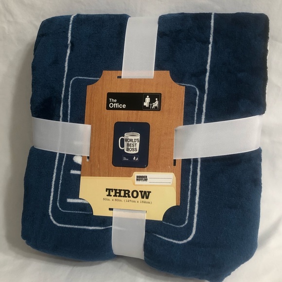 the office Dunder Mifflin Other - Throw plush cozy soft The Office World Best Boss  blue.  50in x 60 in .
